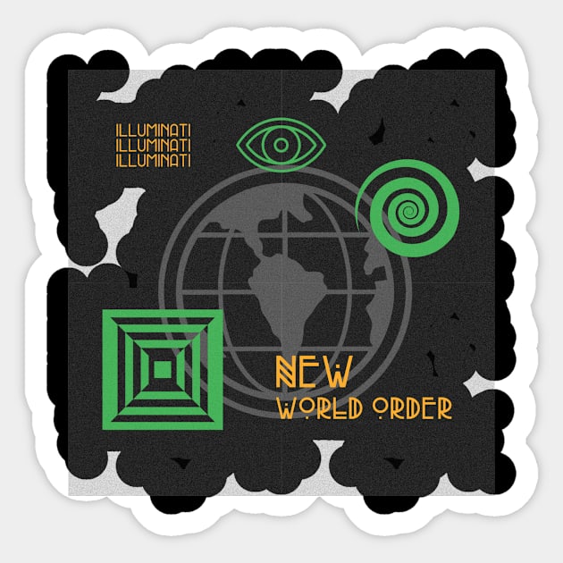 New World Order Sticker by Vintage Oldschool Apparel 